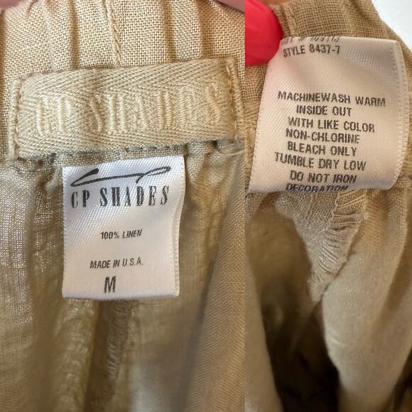 CP Shades 100% Linen Beige Pull On Pants Lagenlook size Medium - Picture 4 of 4